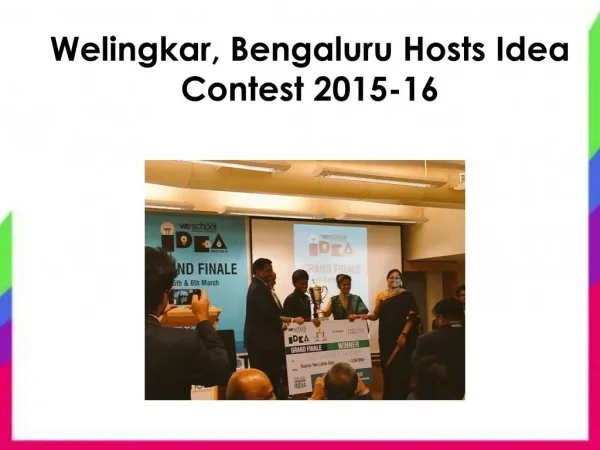 Welingkar, Bengaluru Hosts Idea Contest 2015-16