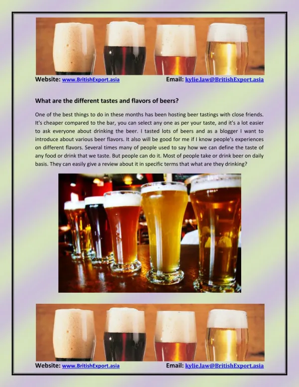 Find out the different tastes and flavors of beers at British Exports?