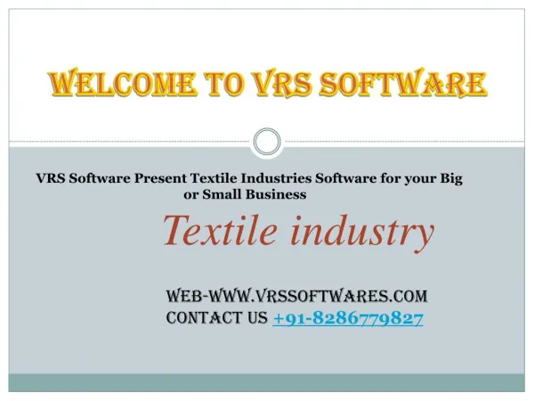 VRS Software Present Textile Industries Software for your Big or Small Business