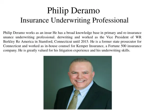 Philip Deramo Insurance Underwriting Professional