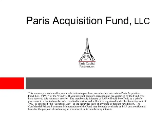 Paris Acquisition Fund, LLC