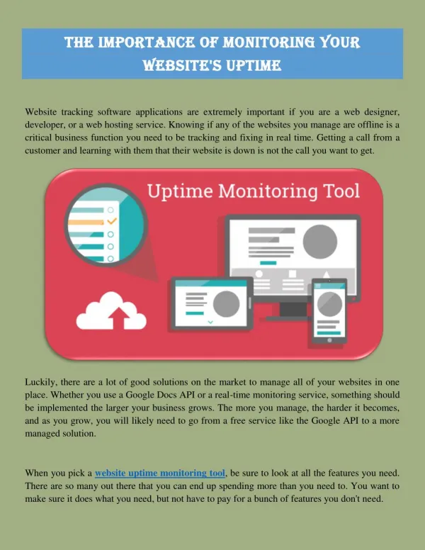 Website Uptime and Performance Monitoring Tool