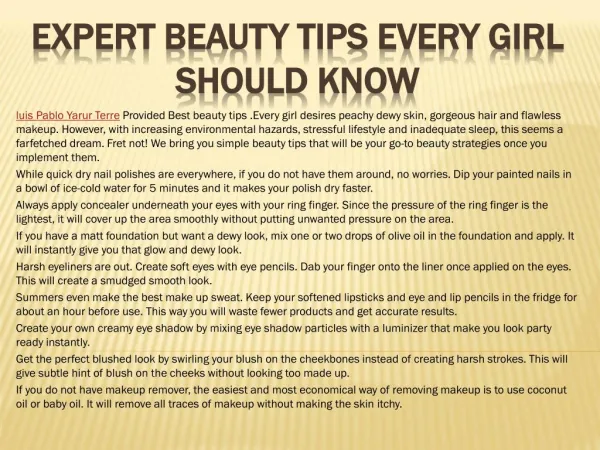 Expert Beauty Tips Every Girl Should Know