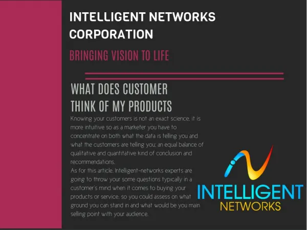 Questions to Address about Customer Thinking, Intelligent-networks.com