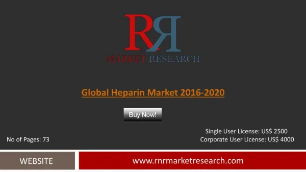 Heparin Market Present Scenario and Growth Prospects 2016-2020