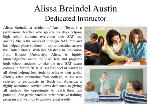 Alissa Breindel Austin - Dedicated Instructor