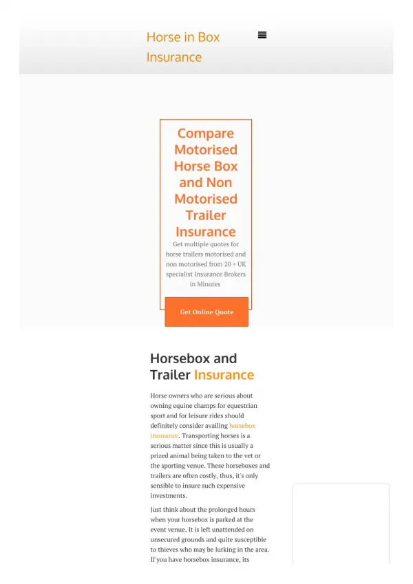 Horse in Box Insurance