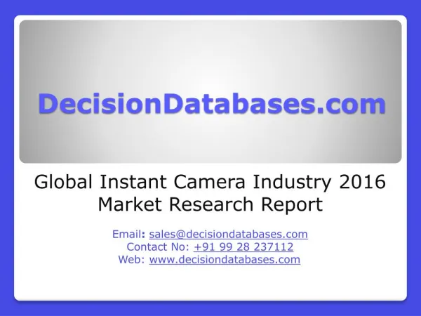 Global Instant Camera Industry Market Research