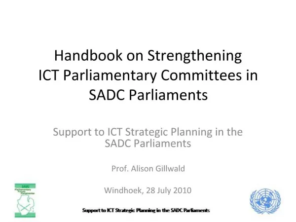 Handbook on Strengthening ICT Parliamentary Committees in SADC Parliaments