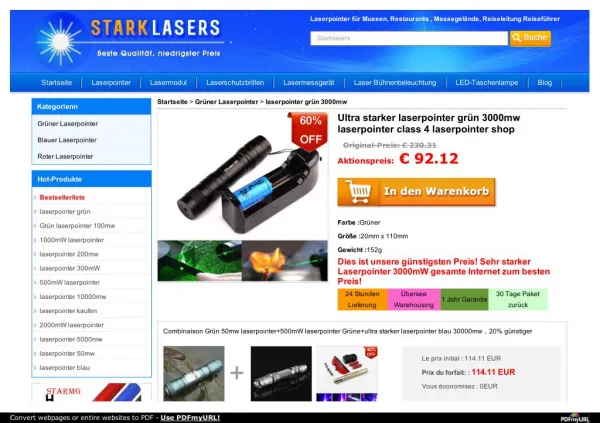 Ultra starker laserpointer grün 3000mw