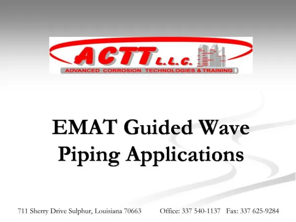 EMAT Guided Wave Piping Applications