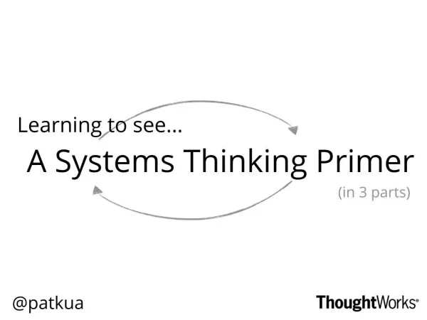 A Systems Thinking Primer: Learning to see