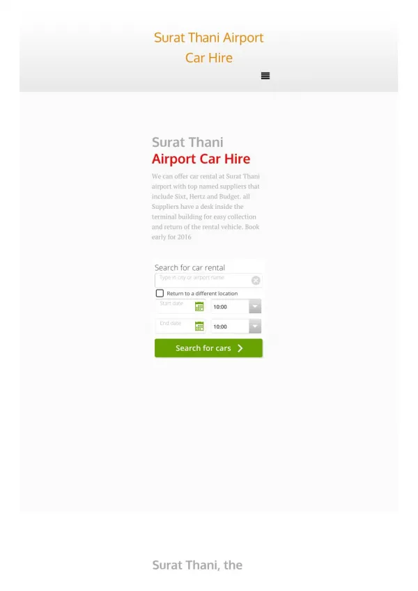 Surat Thani Airport Car Hire