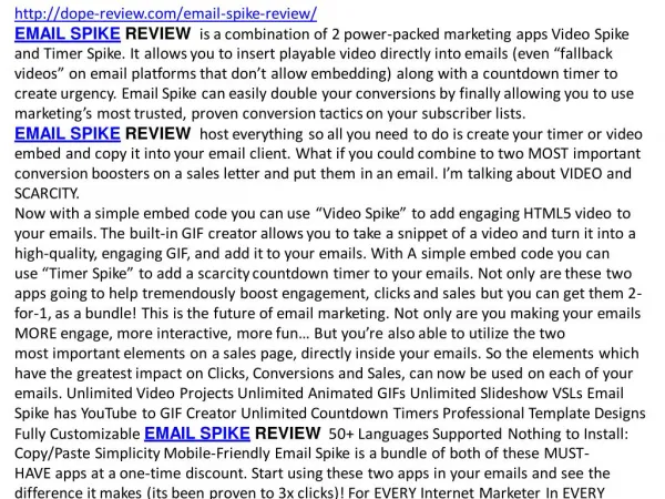 EMAIL SPIKE REVIEW