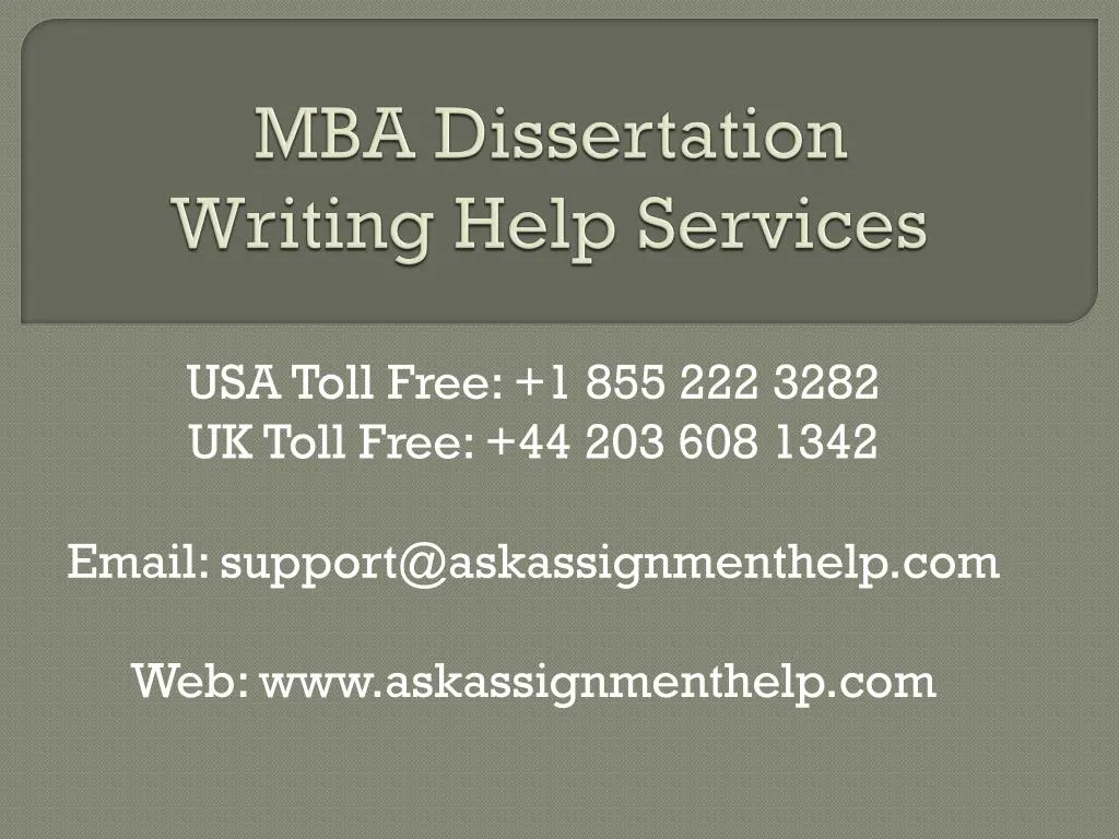 mba dissertation writing help services
