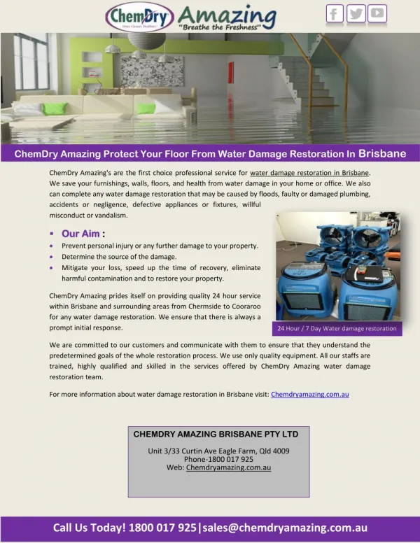 ChemDry Amazing Protect Your Floor From Water Damage Restoration In Brisbane
