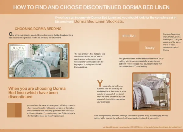 HOW TO FIND AND CHOOSE DISCONTINUED DORMA BED LINEN