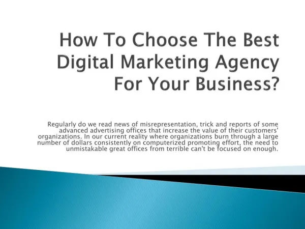 How To Choose The Best Digital Marketing Agency For Your Business?
