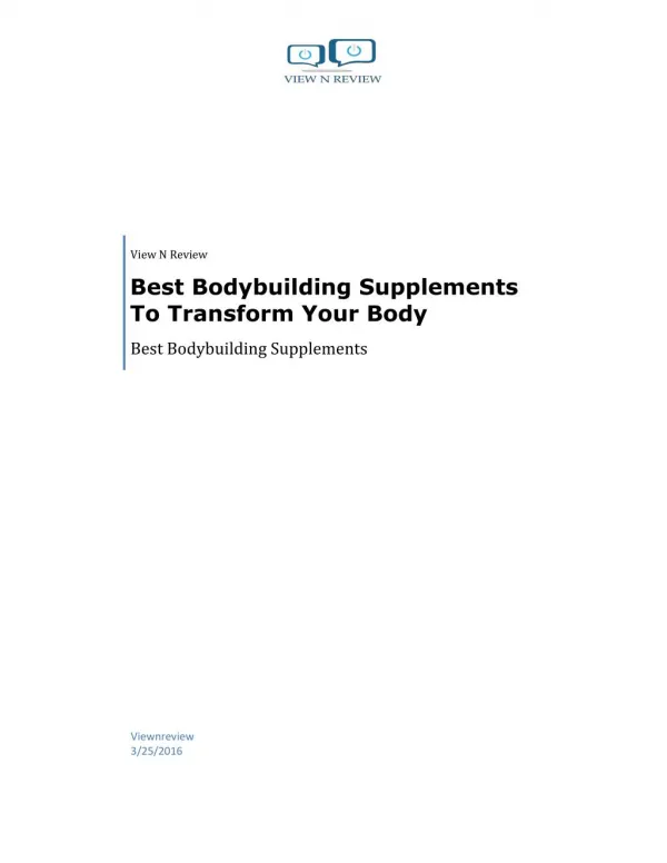 Best Bodybuilding Supplements To Transform Your Body