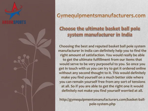 Choose the ultimate basket ball pole system manufacturer in India