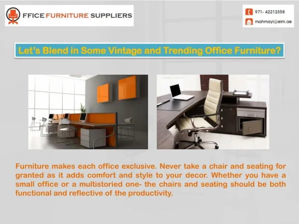 Modern Furniture Supplier - Buy Office Tables & Office Chairs?