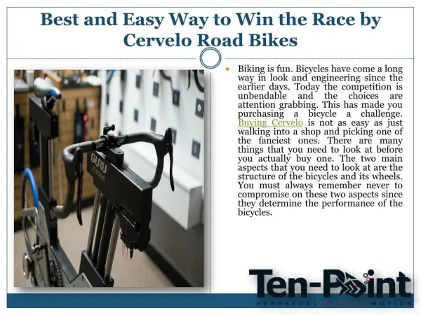 Best and Easy Way to Win the Race by Cervelo Road Bikes