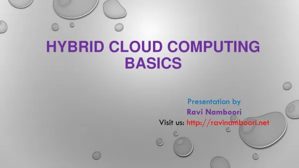 Cloud Computing Basics - Ravi NambooriData Center Expert