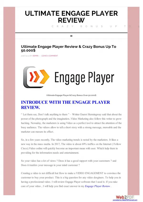 Engage Player Review - The Easiest Software To Makr An Awensome Video