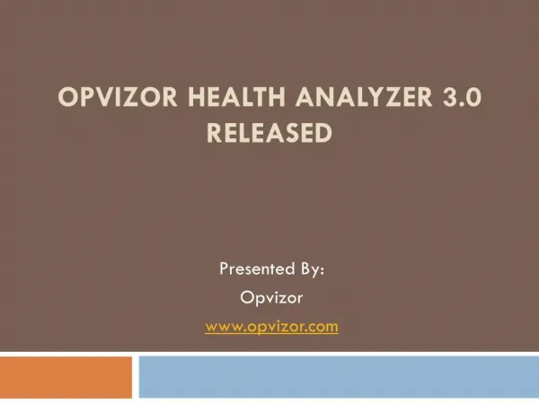 Opvizor Health Analyzer 3 Released