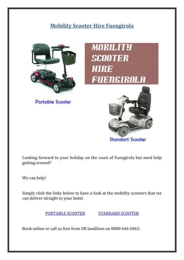 Mobility Scooter Hire Fuengirola