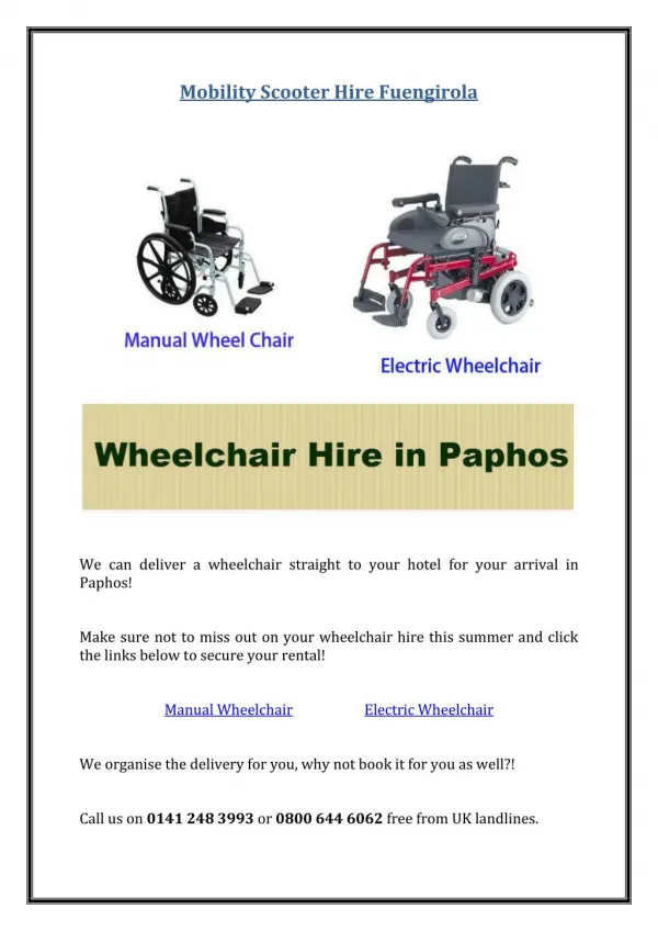 Wheelchair Hire in Paphos