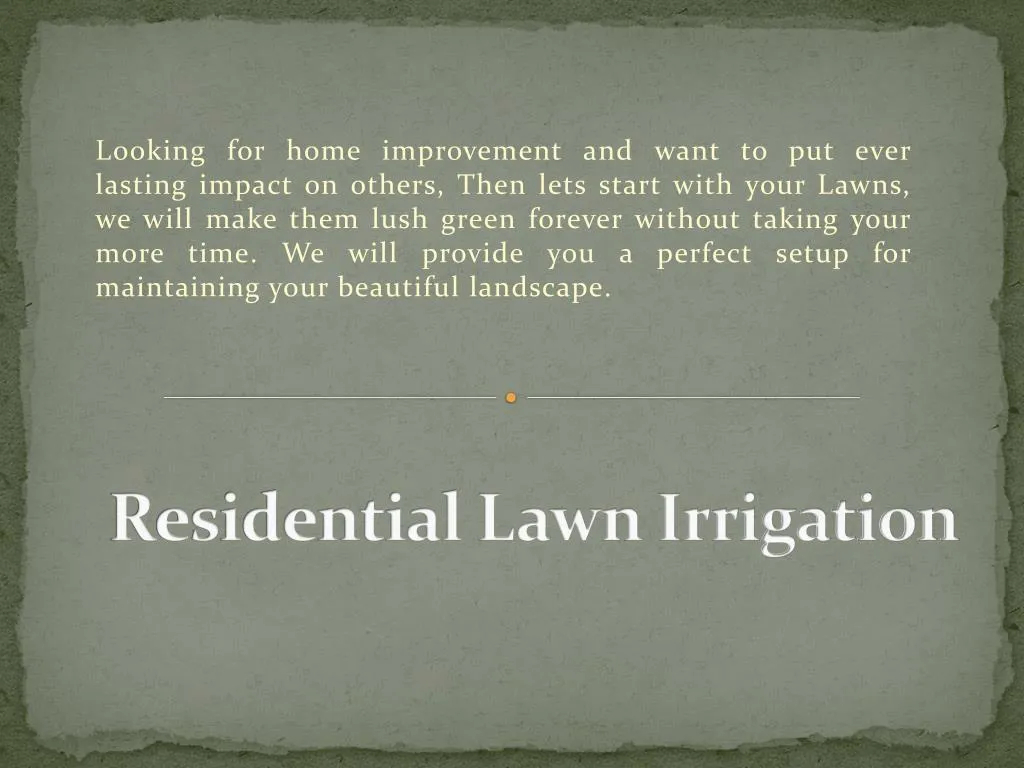 residential lawn irrigation