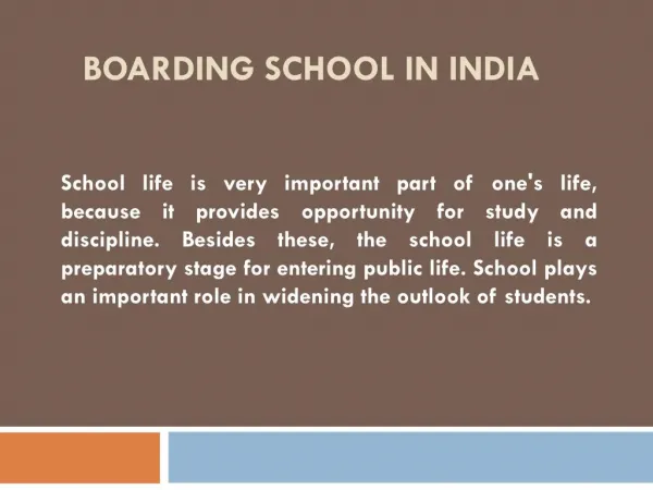 Boarding School in India