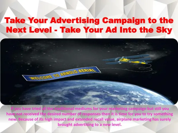 Take Your Advertising Campaign to the Next Level - Take Your Ad Into the Sky