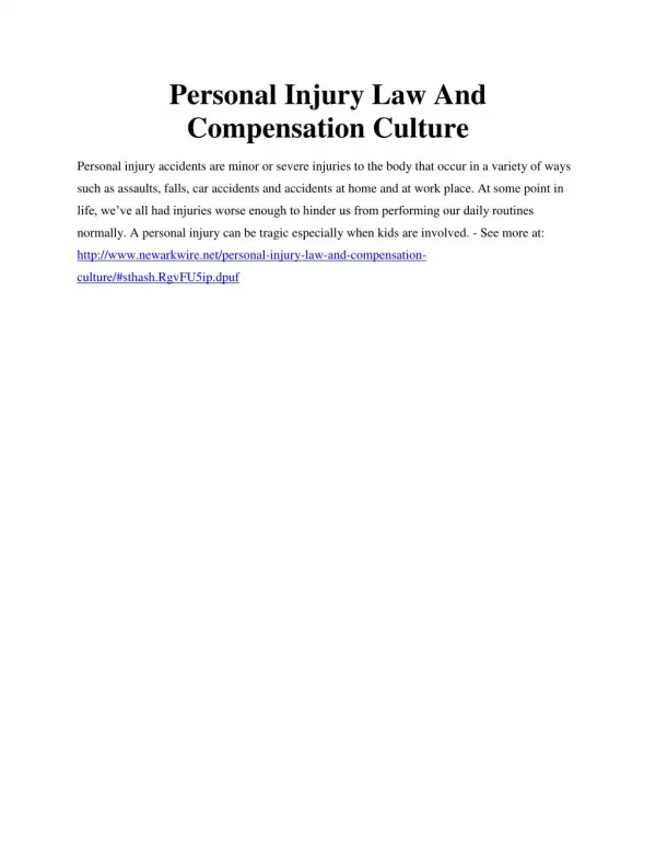 Personal Injury Law And Compensation Culture