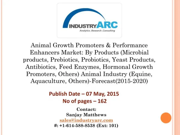 Animal Growth Promoters and Performance Market aided by steep decrease in cost of production.