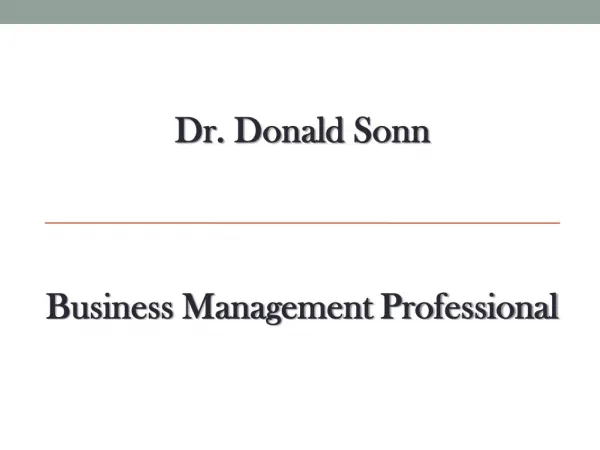 Dr. Donald Sonn - Business Management Professional