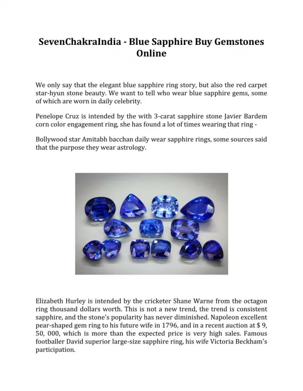 SevenChakraIndia - Blue Sapphire Buy Gemstones Online