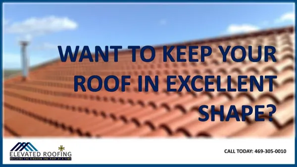 Want to Keep your Roof in Excellent Shape