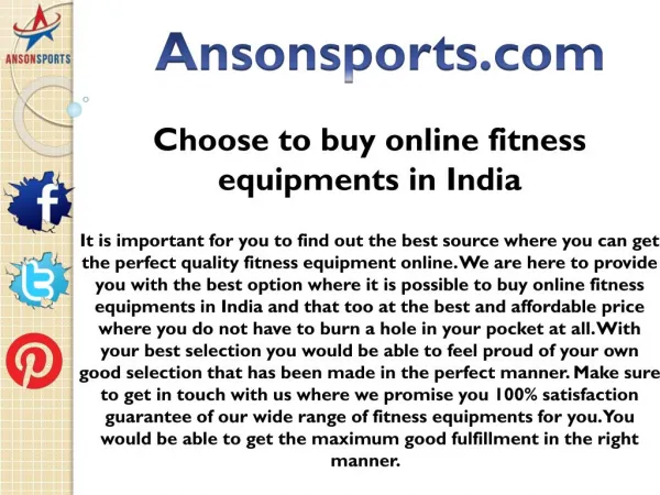 Choose to buy online fitness equipments in India