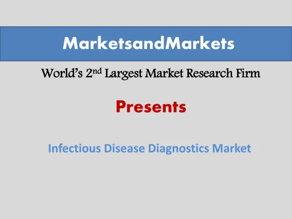 Infectious Disease Diagnostics Market worth $18,156.2 Million by 2019