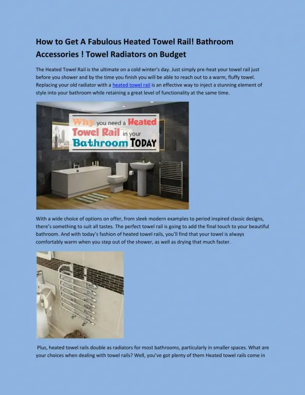 How to Get A Fabulous Heated Towel Rail! Bathroom Accessories ! Towel Radiators on Budget