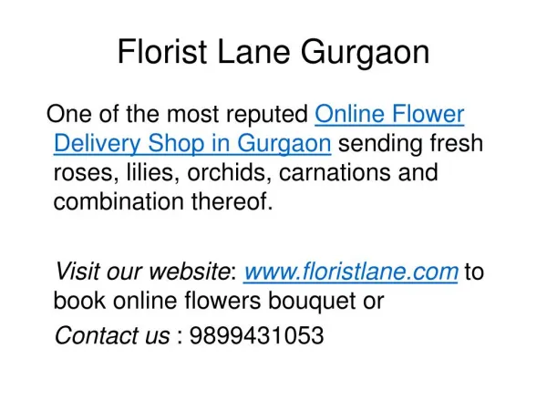 Order Flowers Online for Home delivery in Gurgaon | Roses Bouquet Online - Florist Lane