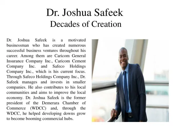 Dr. Joshua Safeek Decades of Creation