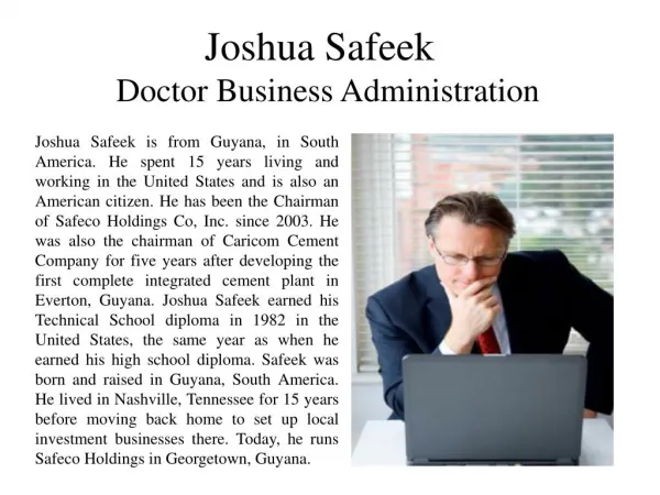 Joshua Safeek Doctor Business Administration