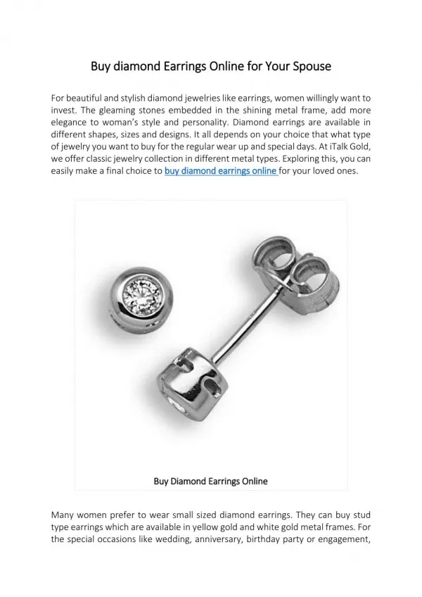 Buy diamond earrings online , Buy diamond earrings online in UK