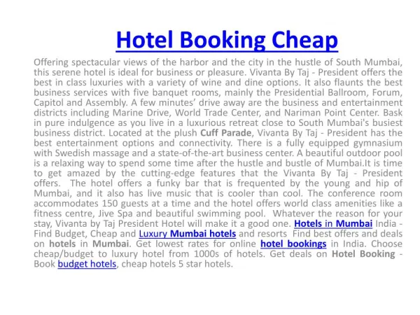 Get lowest rates for online hotel bookings in India