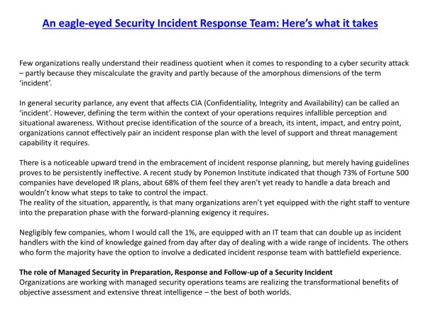 An eagle-eyed Security Incident Response Team: Here’s what it takes