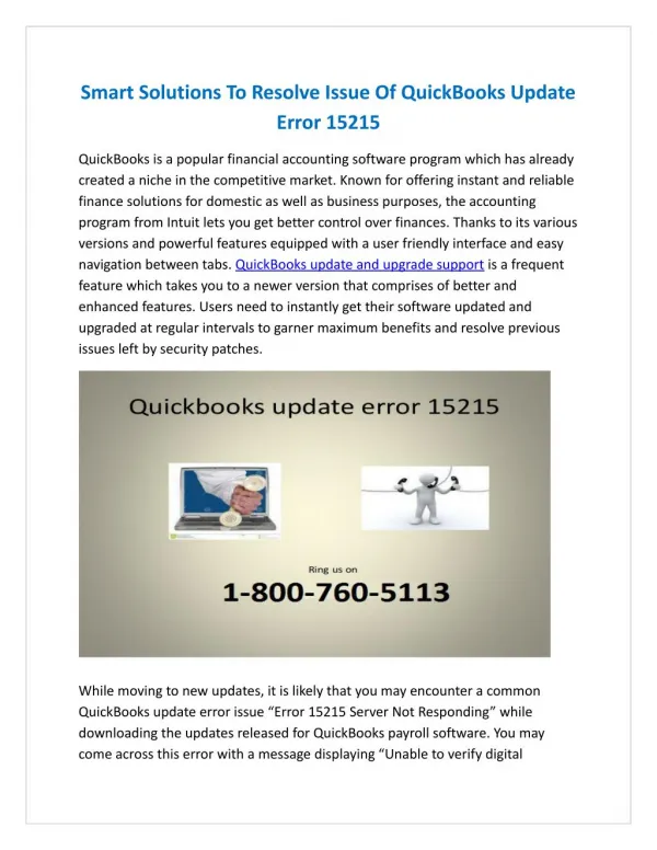 Smart Solutions To Resolve Issue Of QuickBooks Update Error 15215