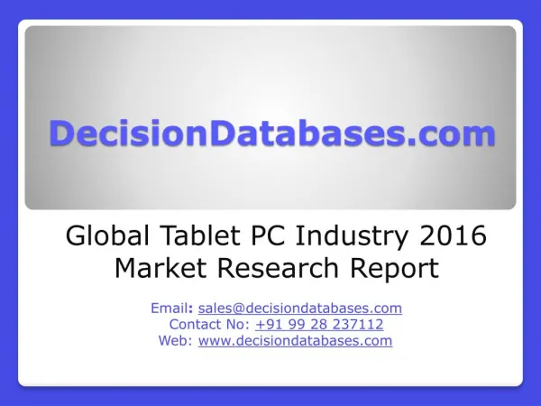 Global Tablet PC Industry Market Research